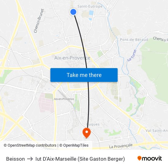 Beisson to Iut D'Aix-Marseille (Site Gaston Berger) map