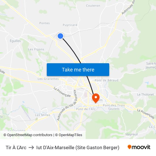 Tir À L'Arc to Iut D'Aix-Marseille (Site Gaston Berger) map