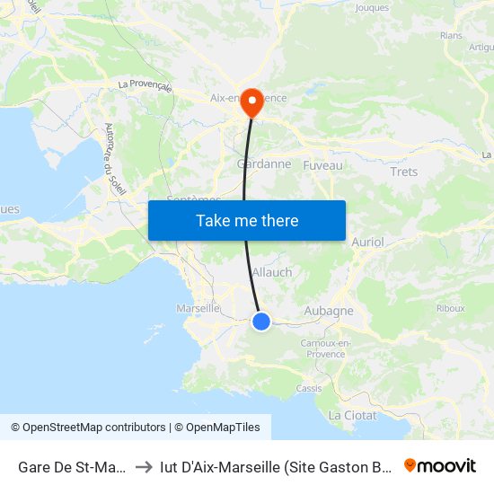 Gare De St-Marcel to Iut D'Aix-Marseille (Site Gaston Berger) map