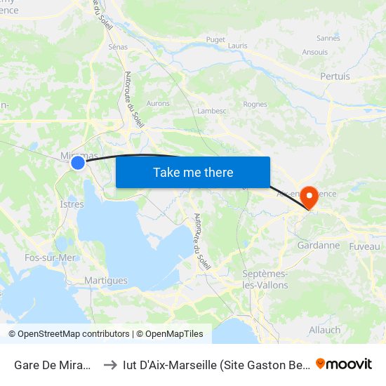 Gare De Miramas to Iut D'Aix-Marseille (Site Gaston Berger) map