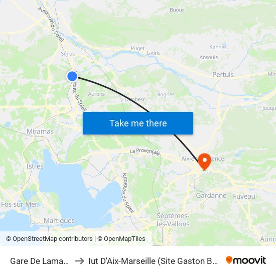 Gare De Lamanon to Iut D'Aix-Marseille (Site Gaston Berger) map