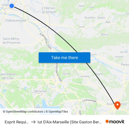 Esprit Requien to Iut D'Aix-Marseille (Site Gaston Berger) map
