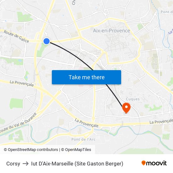 Corsy to Iut D'Aix-Marseille (Site Gaston Berger) map