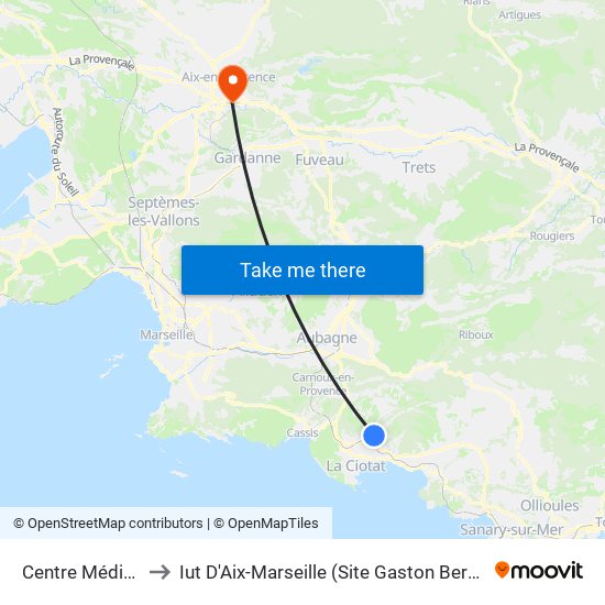 Centre Médical to Iut D'Aix-Marseille (Site Gaston Berger) map