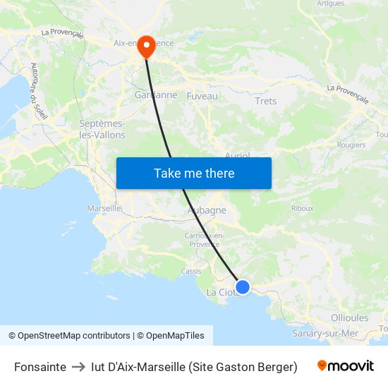 Fonsainte to Iut D'Aix-Marseille (Site Gaston Berger) map