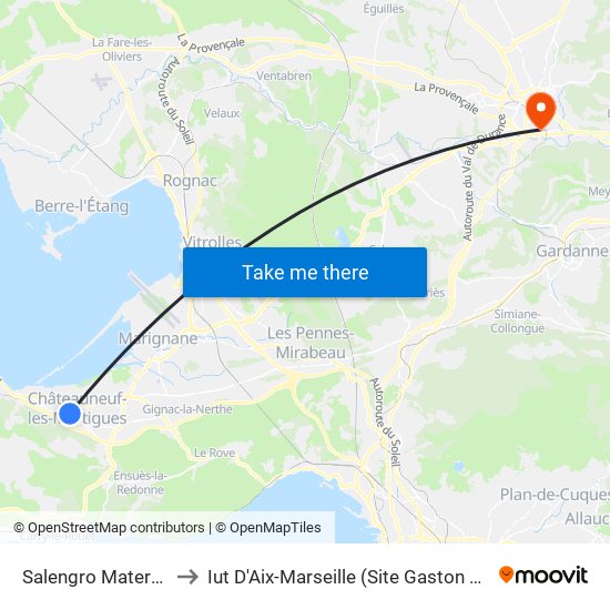 Salengro Maternelle to Iut D'Aix-Marseille (Site Gaston Berger) map