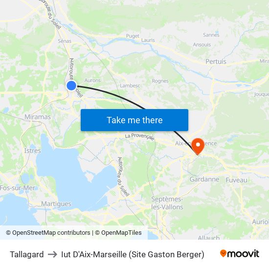 Tallagard to Iut D'Aix-Marseille (Site Gaston Berger) map