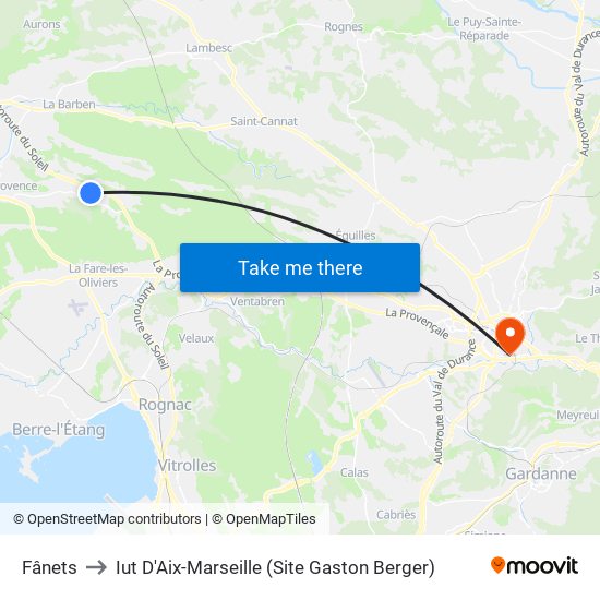 Fânets to Iut D'Aix-Marseille (Site Gaston Berger) map