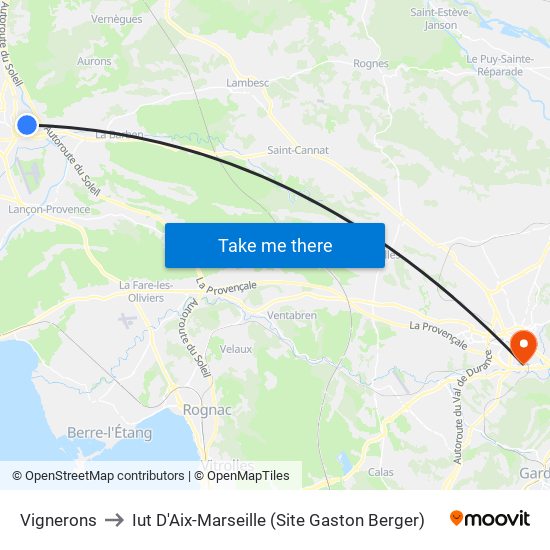 Vignerons to Iut D'Aix-Marseille (Site Gaston Berger) map