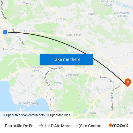 Patrouille De France to Iut D'Aix-Marseille (Site Gaston Berger) map