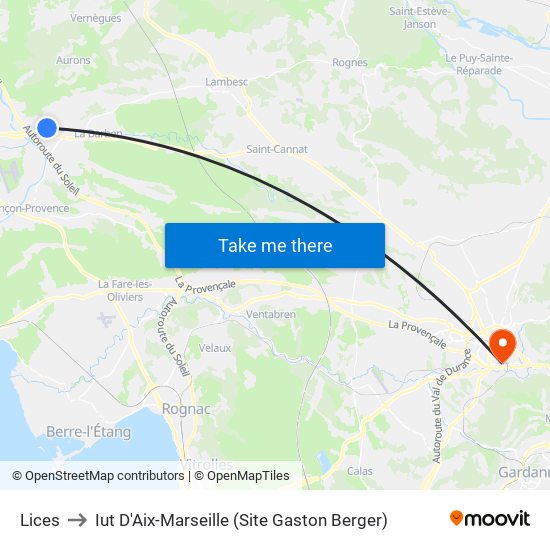 Lices to Iut D'Aix-Marseille (Site Gaston Berger) map