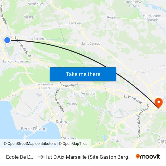 Ecole De L'Air to Iut D'Aix-Marseille (Site Gaston Berger) map