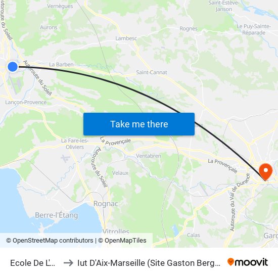 Ecole De L'Air to Iut D'Aix-Marseille (Site Gaston Berger) map
