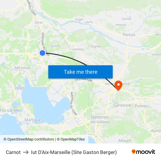 Carnot to Iut D'Aix-Marseille (Site Gaston Berger) map