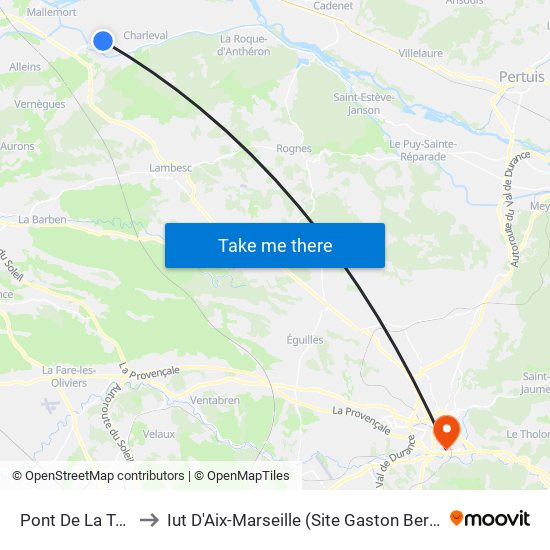 Pont De La Tour to Iut D'Aix-Marseille (Site Gaston Berger) map