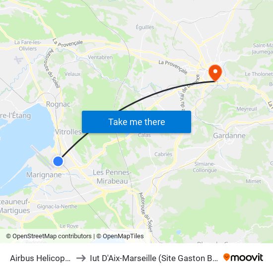 Airbus Helicopters to Iut D'Aix-Marseille (Site Gaston Berger) map