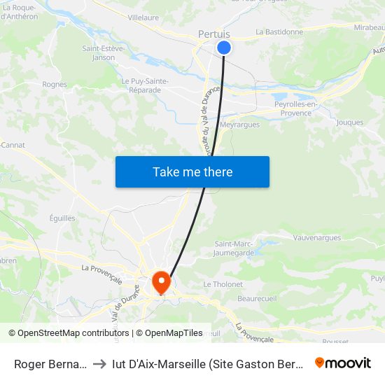 Roger Bernard to Iut D'Aix-Marseille (Site Gaston Berger) map