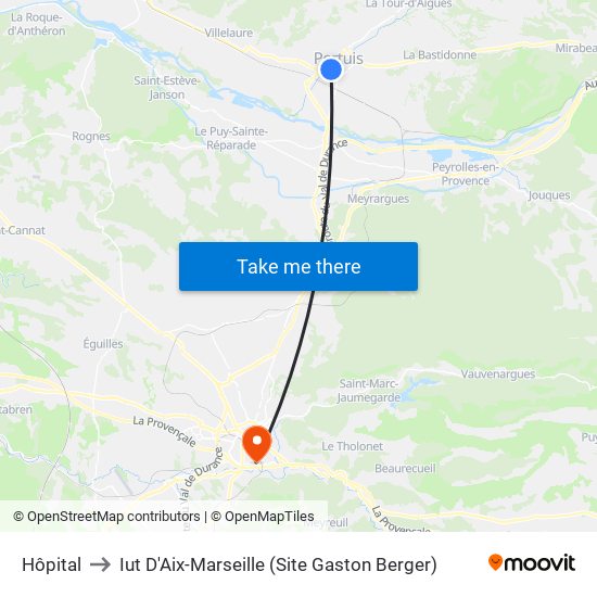 Hôpital to Iut D'Aix-Marseille (Site Gaston Berger) map