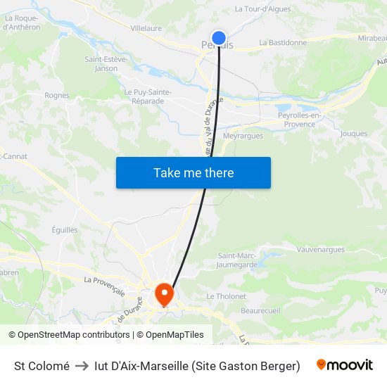 St Colomé to Iut D'Aix-Marseille (Site Gaston Berger) map