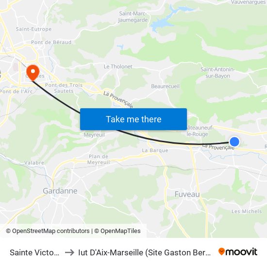 Sainte Victoire to Iut D'Aix-Marseille (Site Gaston Berger) map
