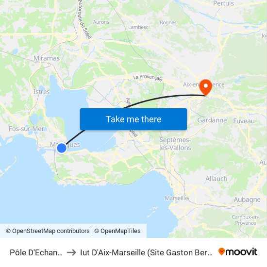 Pôle D'Echange to Iut D'Aix-Marseille (Site Gaston Berger) map