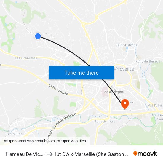 Hameau De Victoria to Iut D'Aix-Marseille (Site Gaston Berger) map
