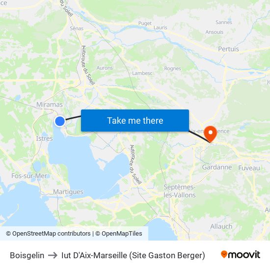 Boisgelin to Iut D'Aix-Marseille (Site Gaston Berger) map