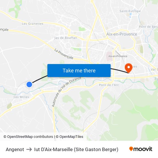 Angenot to Iut D'Aix-Marseille (Site Gaston Berger) map