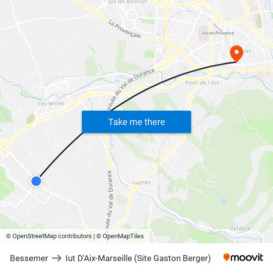 Bessemer to Iut D'Aix-Marseille (Site Gaston Berger) map