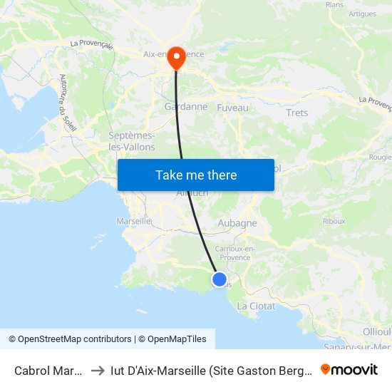 Cabrol Marne to Iut D'Aix-Marseille (Site Gaston Berger) map