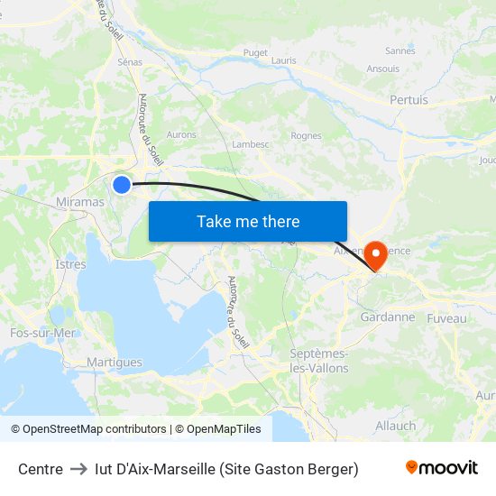Centre to Iut D'Aix-Marseille (Site Gaston Berger) map