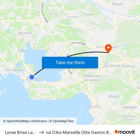 Lycee Brise Lames to Iut D'Aix-Marseille (Site Gaston Berger) map