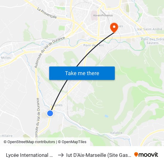 Lycée International De Luynes to Iut D'Aix-Marseille (Site Gaston Berger) map