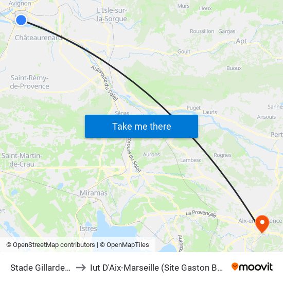 Stade Gillardeaux to Iut D'Aix-Marseille (Site Gaston Berger) map