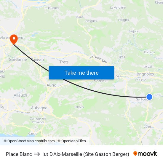 Place Blanc to Iut D'Aix-Marseille (Site Gaston Berger) map