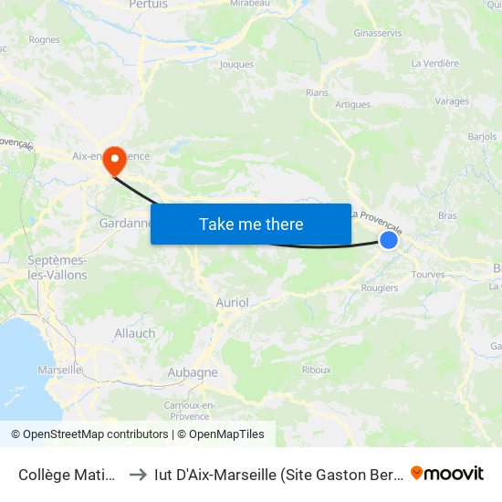 Collège Matisse to Iut D'Aix-Marseille (Site Gaston Berger) map