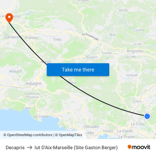 Decapris to Iut D'Aix-Marseille (Site Gaston Berger) map
