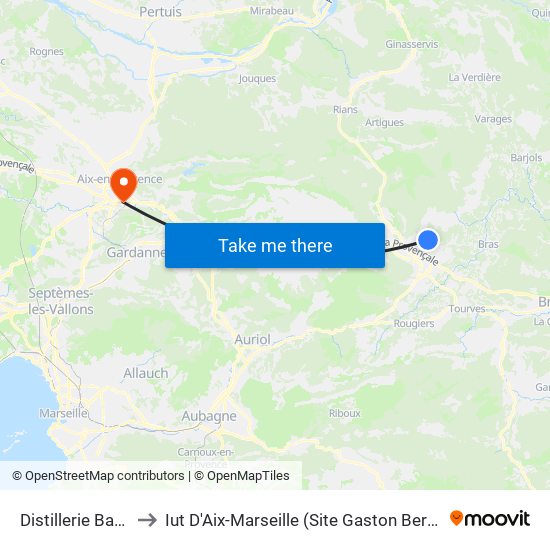 Distillerie Bazar to Iut D'Aix-Marseille (Site Gaston Berger) map