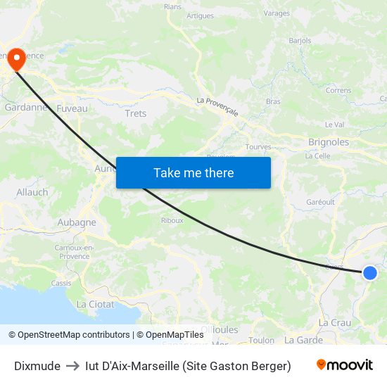 Dixmude to Iut D'Aix-Marseille (Site Gaston Berger) map