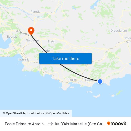 Ecole Primaire Antoine Bussone to Iut D'Aix-Marseille (Site Gaston Berger) map