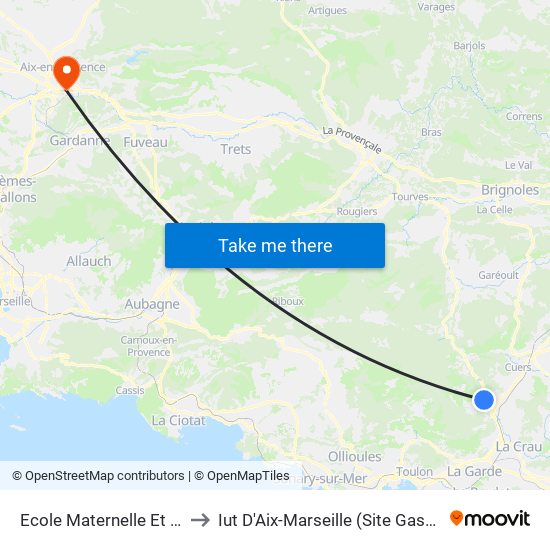 Ecole Maternelle Et Primaire to Iut D'Aix-Marseille (Site Gaston Berger) map