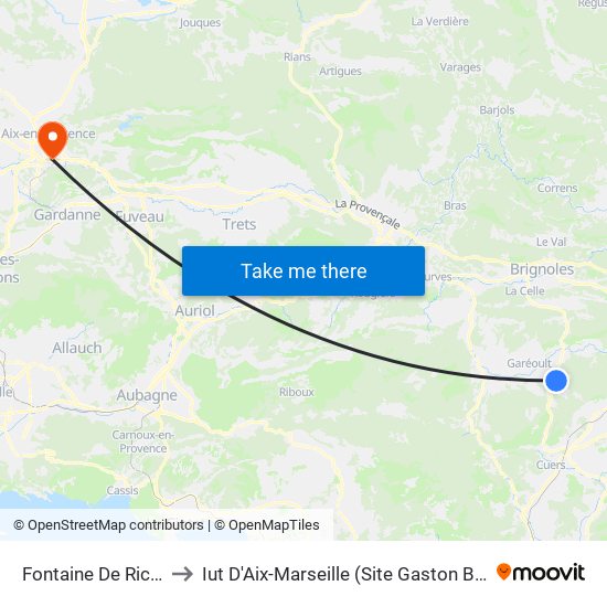 Fontaine De Ricaud to Iut D'Aix-Marseille (Site Gaston Berger) map