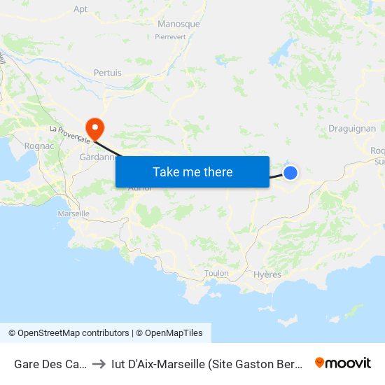 Gare Des Cars to Iut D'Aix-Marseille (Site Gaston Berger) map
