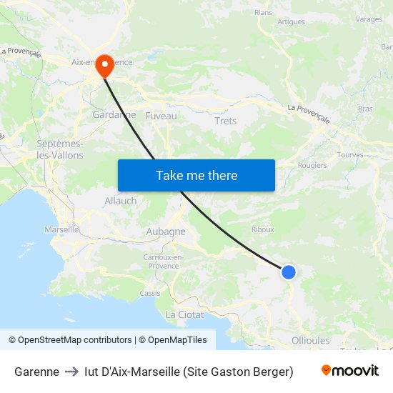 Garenne to Iut D'Aix-Marseille (Site Gaston Berger) map