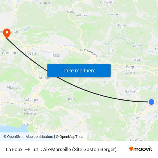 La Foux to Iut D'Aix-Marseille (Site Gaston Berger) map