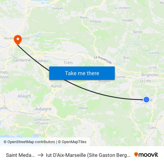 Saint Medard to Iut D'Aix-Marseille (Site Gaston Berger) map