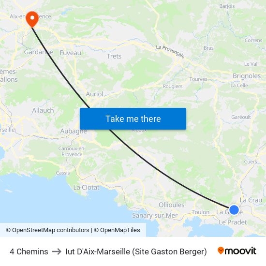 4 Chemins to Iut D'Aix-Marseille (Site Gaston Berger) map