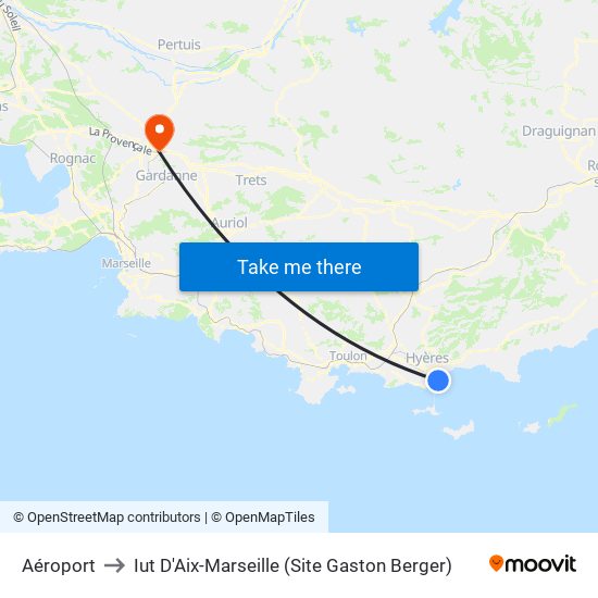 Aéroport to Iut D'Aix-Marseille (Site Gaston Berger) map