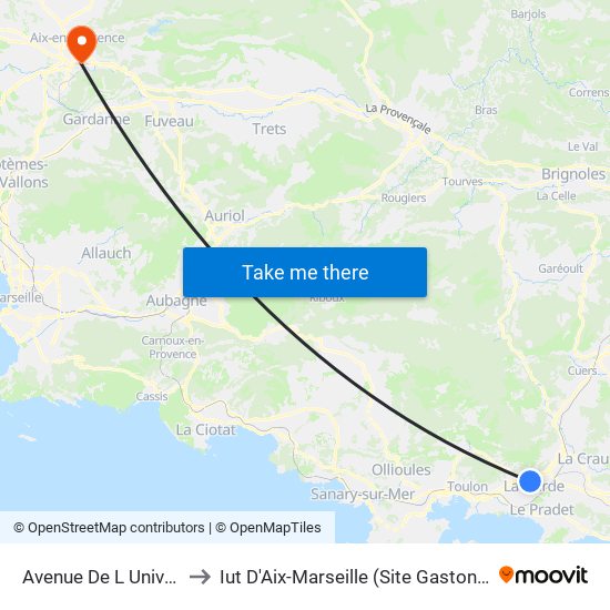 Avenue De L Universite to Iut D'Aix-Marseille (Site Gaston Berger) map