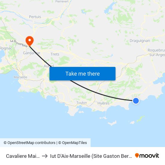 Cavaliere Mairie to Iut D'Aix-Marseille (Site Gaston Berger) map